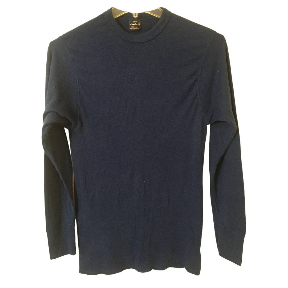 Duofold Large 100% Polyester Navy Blue Base Layer Long Sleeve Scoop Neck Top